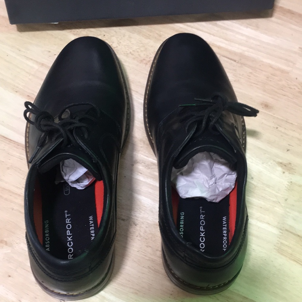 New WB Rockport Men's Black Leather Lace-Up Dress Shoes - Picture 4 of 6